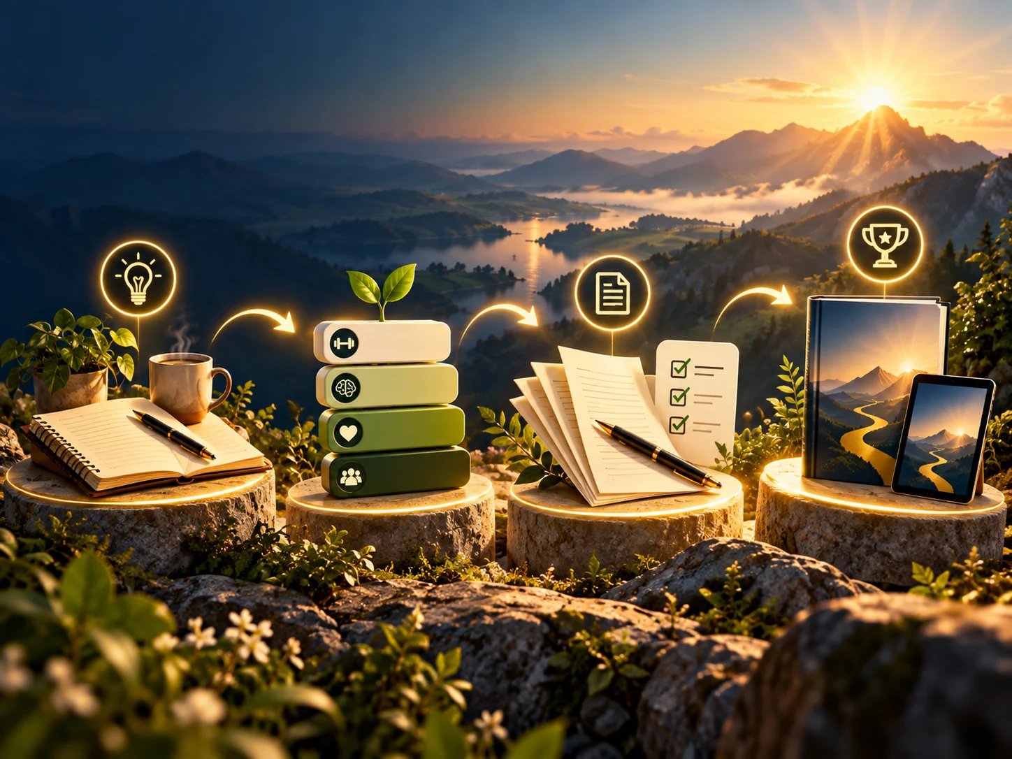 Four-stage Micro Habit Stack publishing workflow