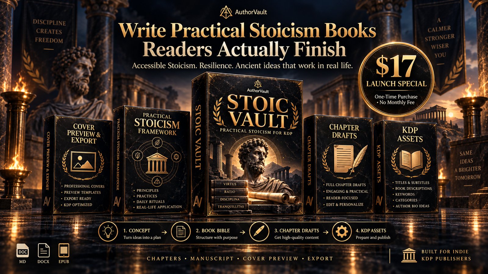 Stoic Vault FE promo box art with headline