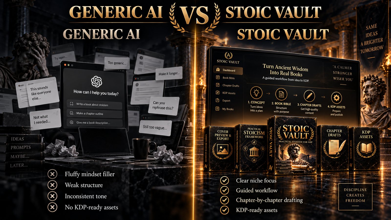 Generic AI versus Stoic Vault comparison